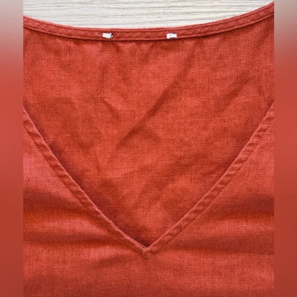Madewell Linen Blend Midi Tank Dress Sz XS Sleeveless VNeck Rust Light Airy Boho - Picture 7 of 14